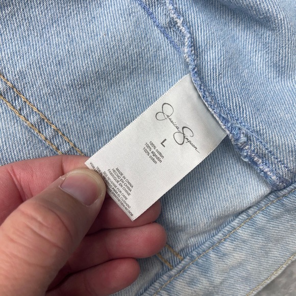 Jessica Simpson Womens Denim Jacket Floral Butterfly Embroidered Size L - Picture 4 of 6